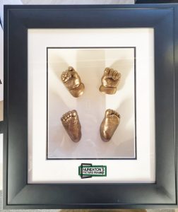 Beautiful casts of a baby's hands and feet