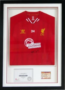 Custom-framed football shirt by Nuneaton Picture Framing