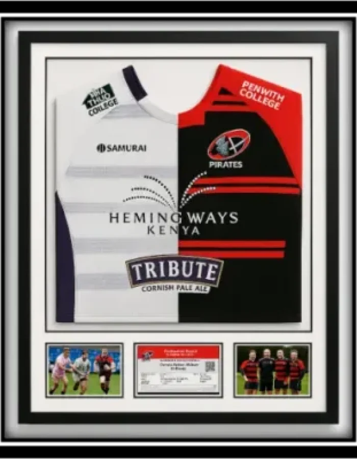 Cornish Pirates Rugby shirts. Twinned