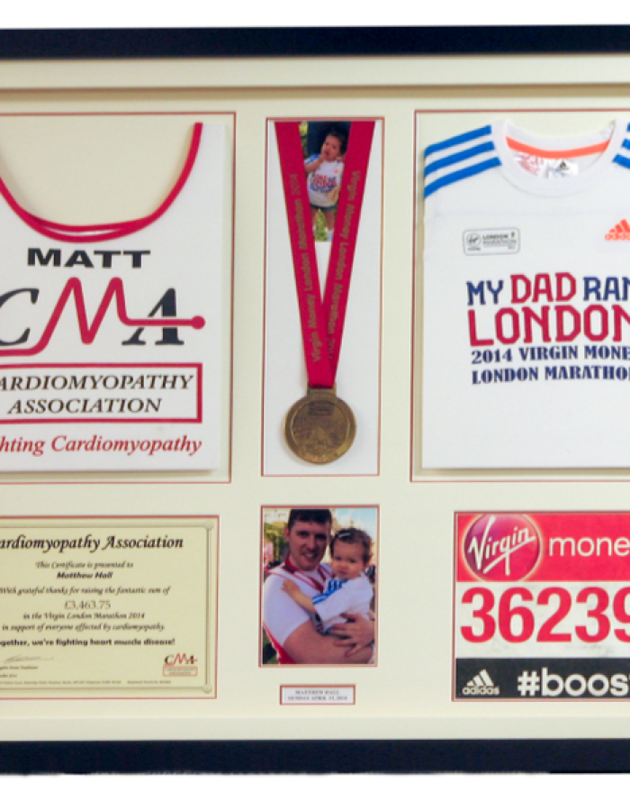 Custom framing for marathon memorabilia 